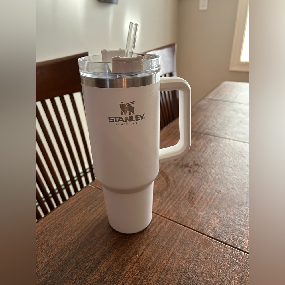 White 40oz Stanley tumbler